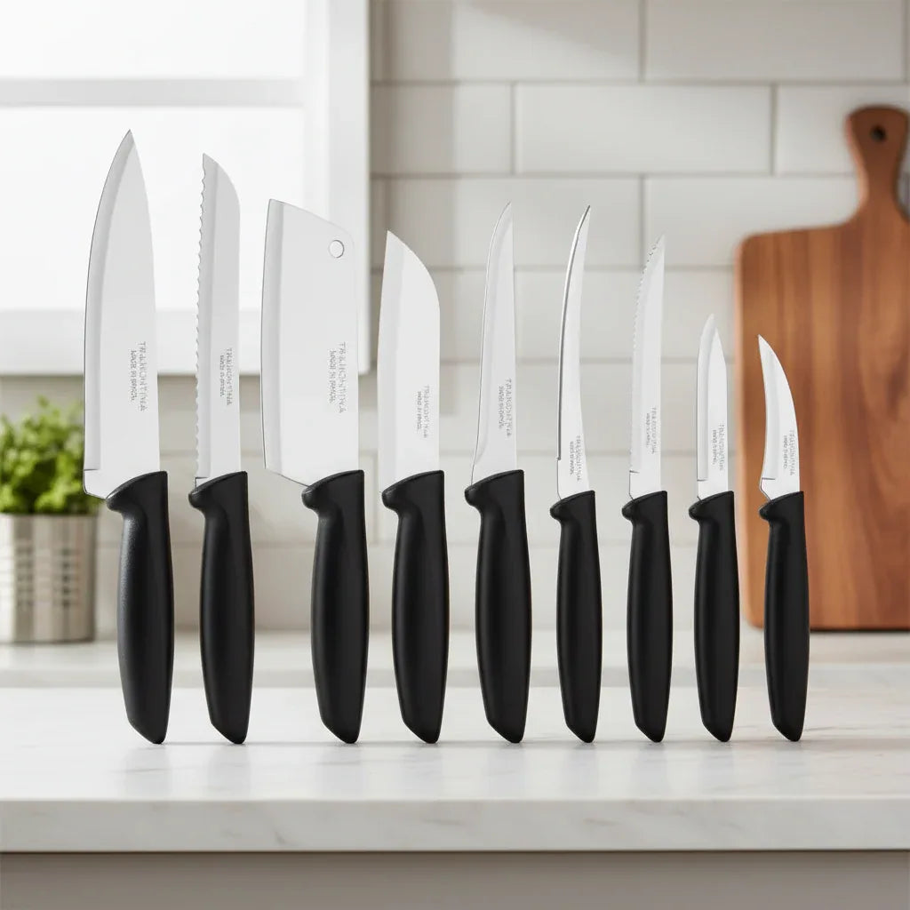 Jogo de Facas em Inox Plenus Preto 9 Peças -Tramontina - Loja Do Thor