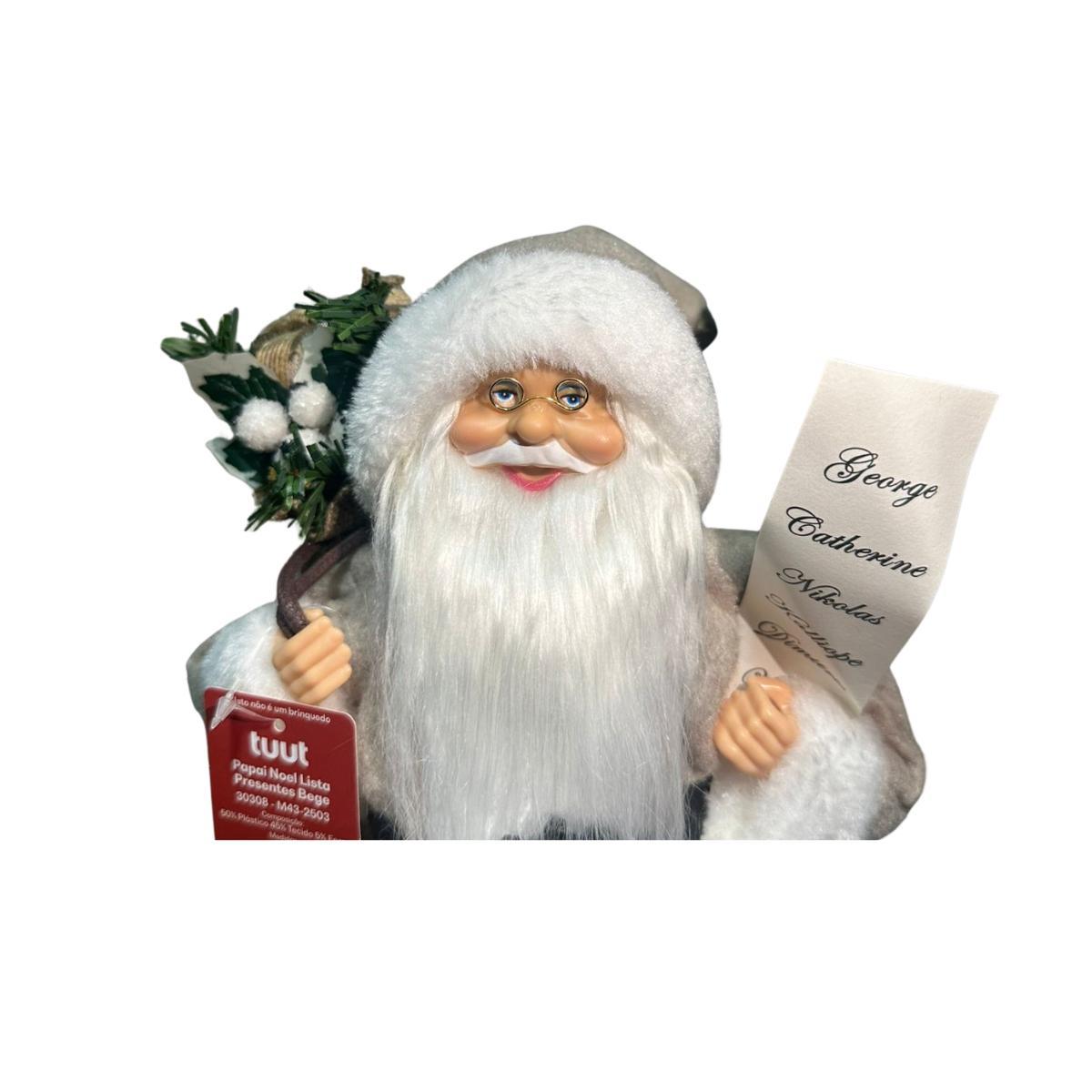 Papai Noel Lista De Presentes Bege 35CM  30308