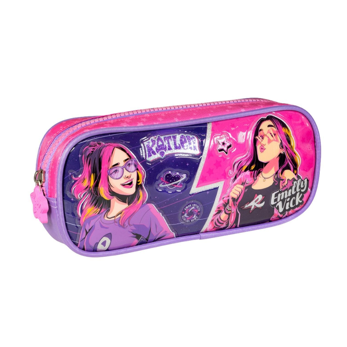 Kit Mochila de Rodinhas 16 e Estojo Emilly Vick - Xeryus