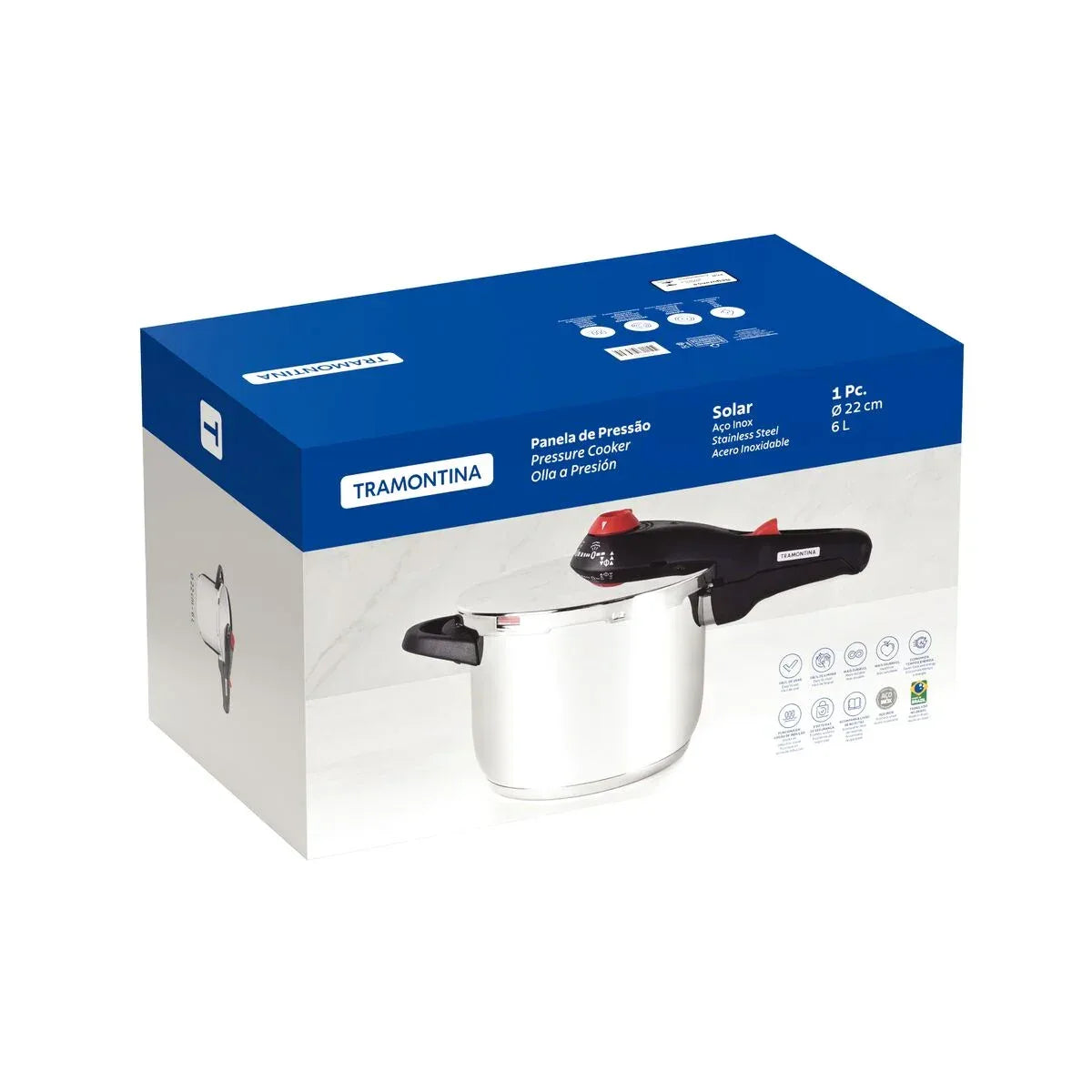 Panela de Pressão Aço Inox Antiaderente 6L Solar Tramontina - Loja Do Thor