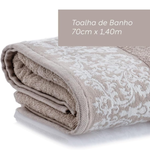 Jogo de Toalhas Banho e Rosto Jacquard Medalhão Bege Corttex