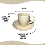 Xícara Com Pires 280ML Off White -Wellmix