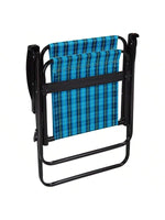 Cadeira De Praia Alta Xadrez Azul Marine Mor - Loja Do Thor