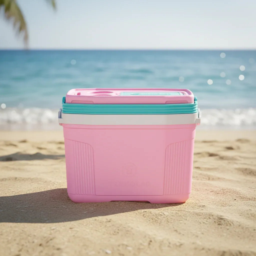 Caixa térmica 20 L Termolar Rosa Balé com Verde Litoral - Loja Do Thor