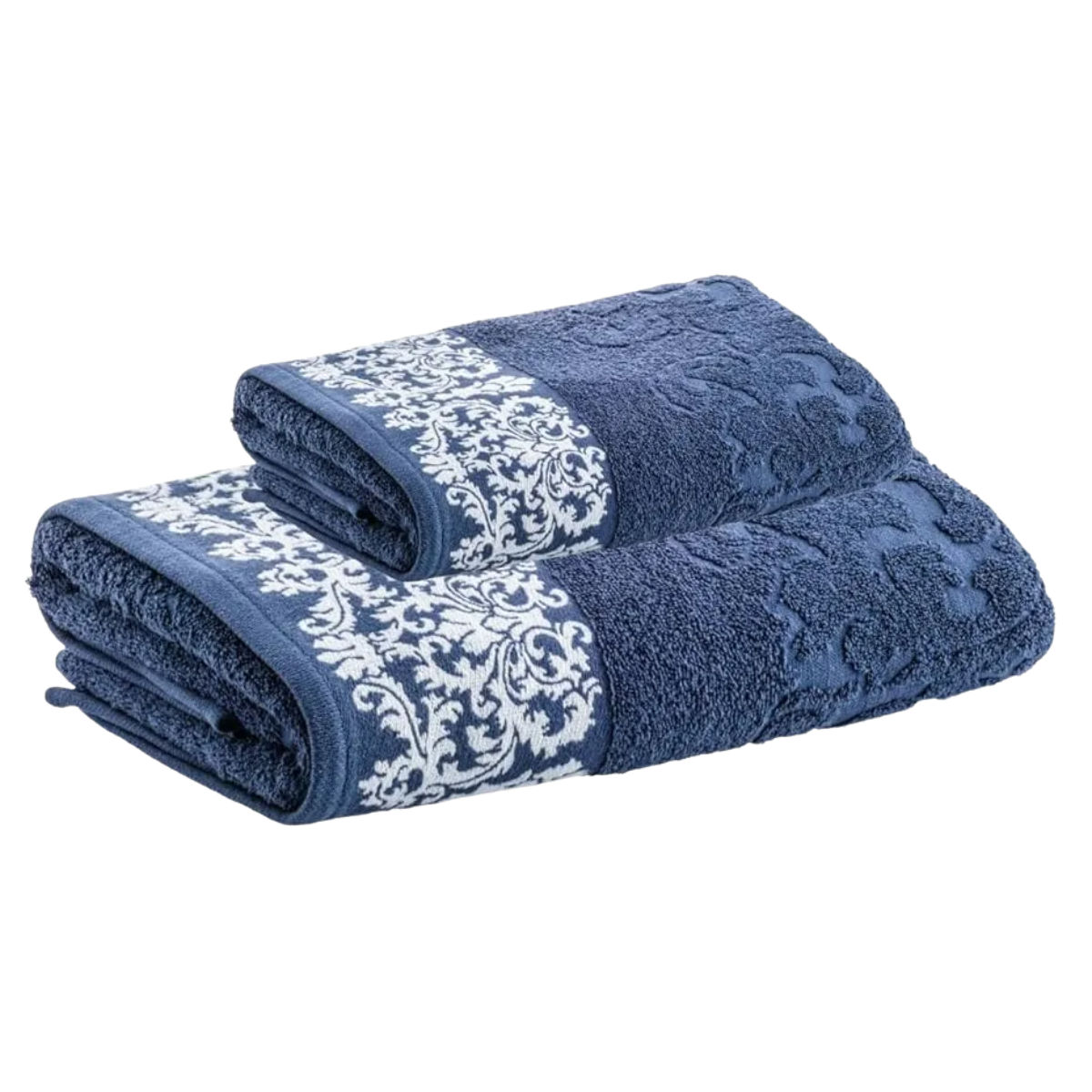 Jogo de Toalhas Banho Rosto Jacquard Medalhão  Marinho-Corttex