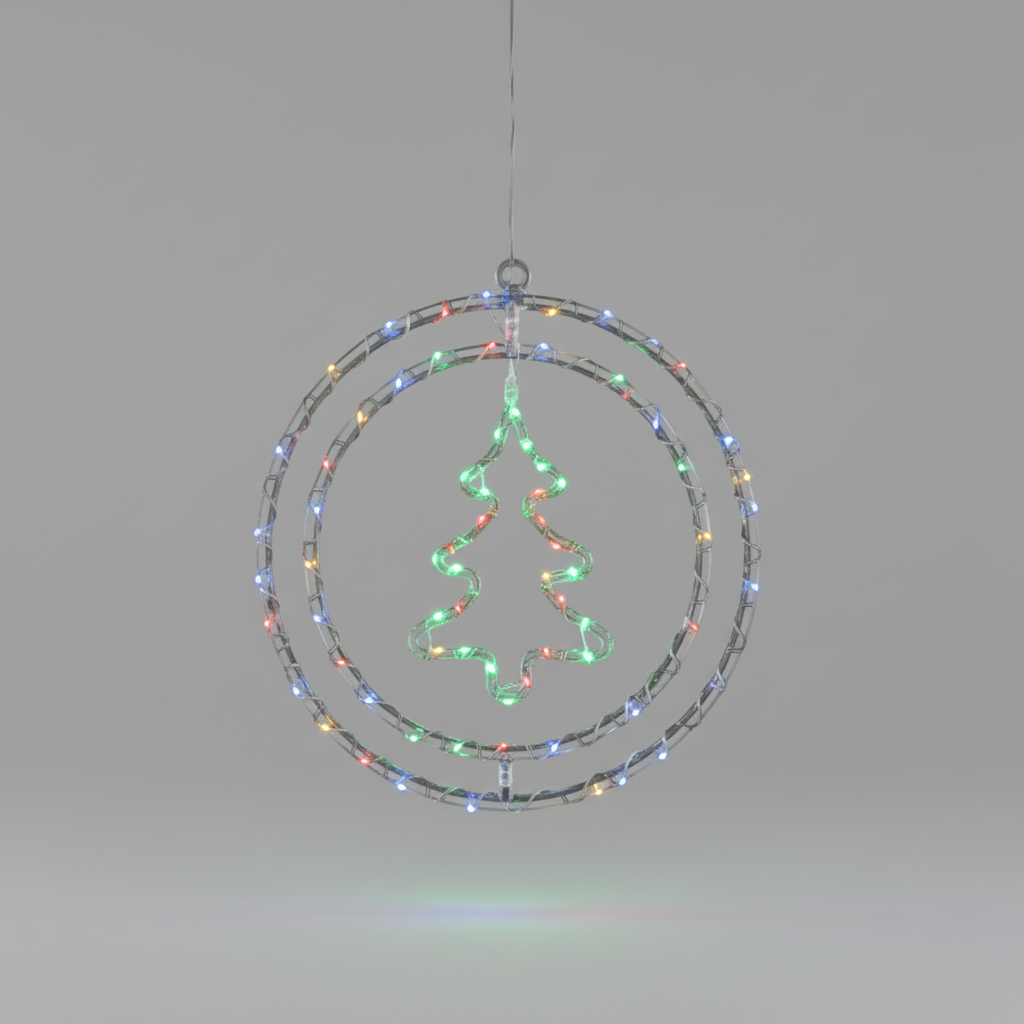 Argola Dupla C/ Figuras Árvore 80LEDs Colorido - Global