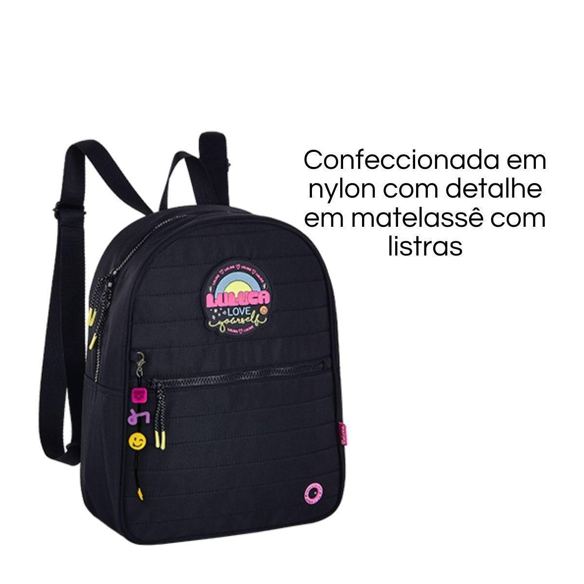 Mochila de Costas Infantil Luluca Love Preta Semax LU3176PT