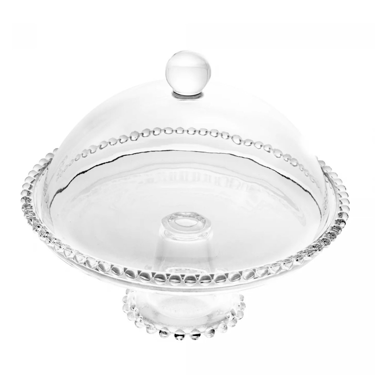 Prato de Cristal com Pé e Tampa Pearl 20cm x 18cm - Wolff