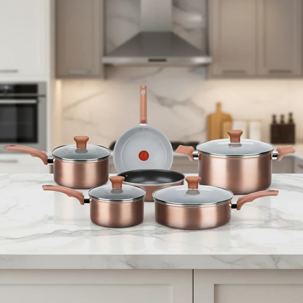Jogo De Panelas 5 PCS Rochedo Ceramic Rose Gold C464S984 - Loja Do Thor
