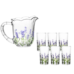 Conjunto Jarra e 6 Copos Lavanda Hand Painting - Lyor