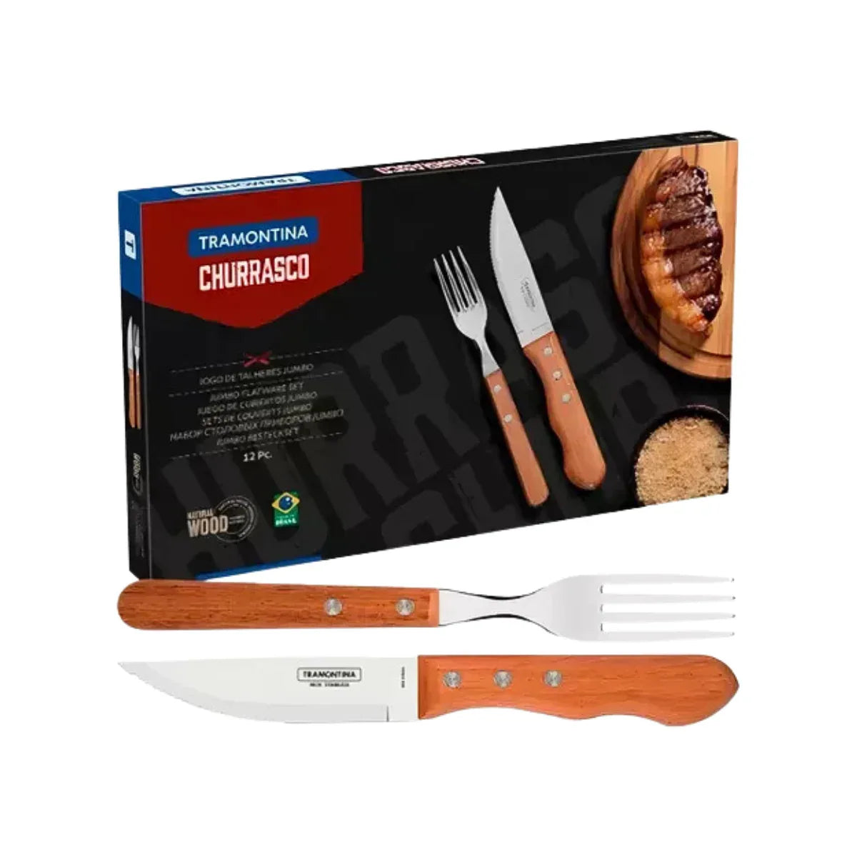 Faqueiro P/Churrasco Aço Inox Tramontina Jumbo 12 Peças 22399/063 - Loja Do Thor