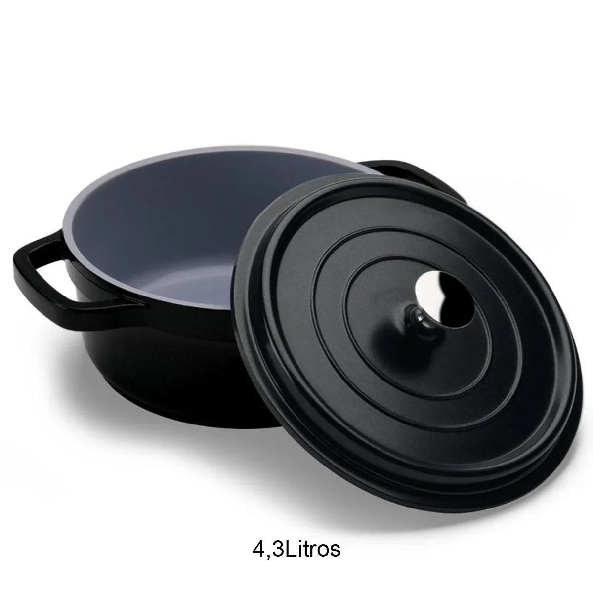 CACAROLA REDONDA 25,4X11CM 4,3L PA9000-24PR HERCULES NA COR PRETA - Loja Do Thor