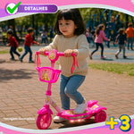 Patinete Com Cestinha Rosa Com Luz E Sons Belinda