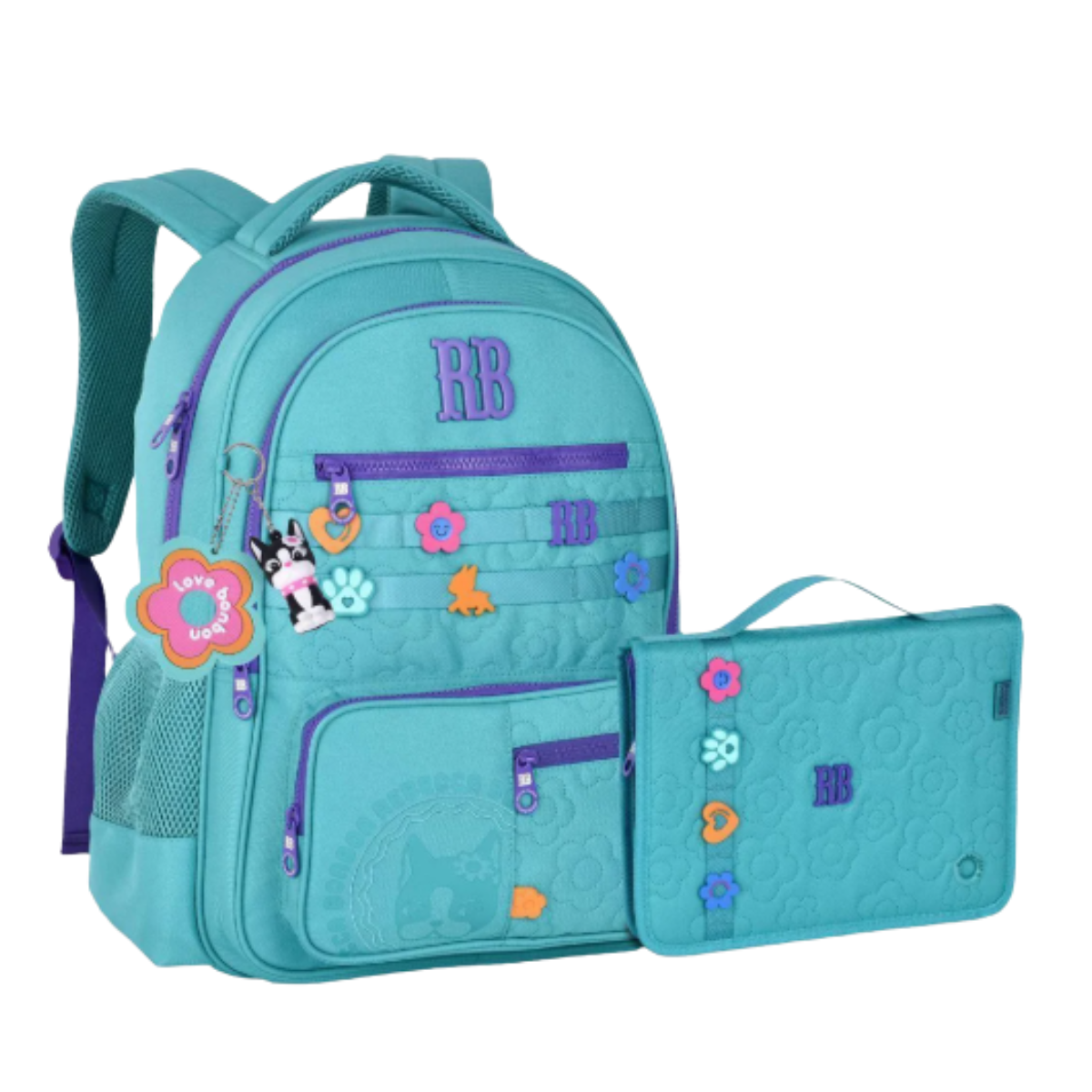 Kit Mochila De Costas E Estojo Verde 17,5 Rebecca Bonbon