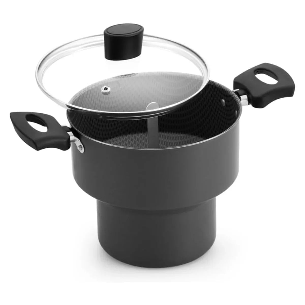 Cuscuzeiro Enjoy 18 C/ Tampa De Vidro AA Cinza - Loja Do Thor