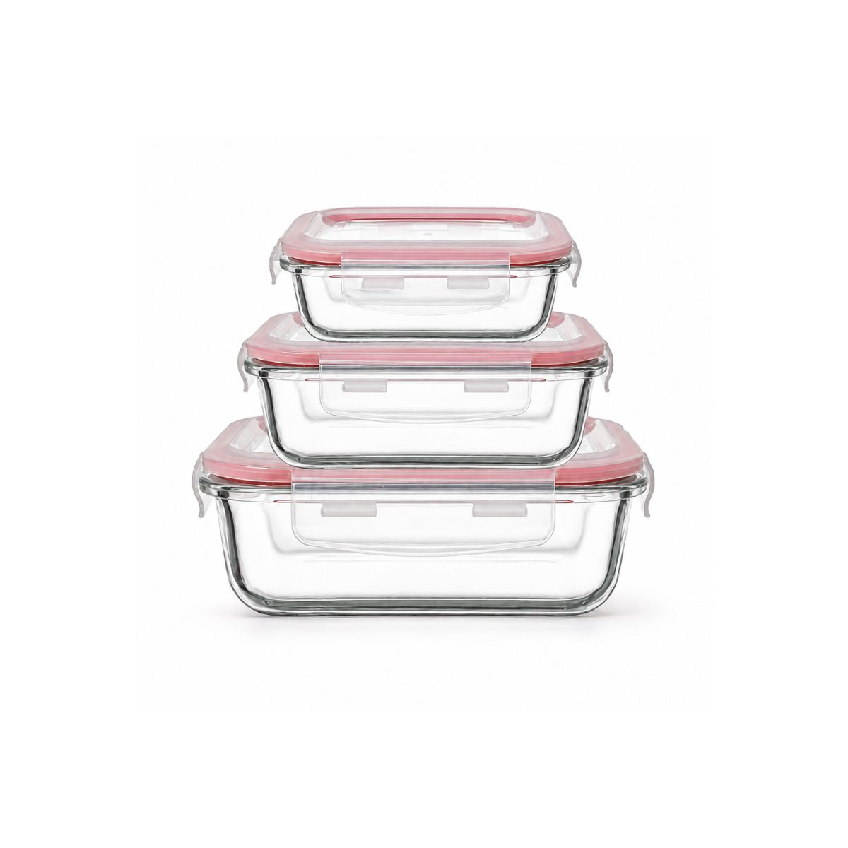 Conjunto De 3 Potes Borossilicato Retangular - Allmix 101103