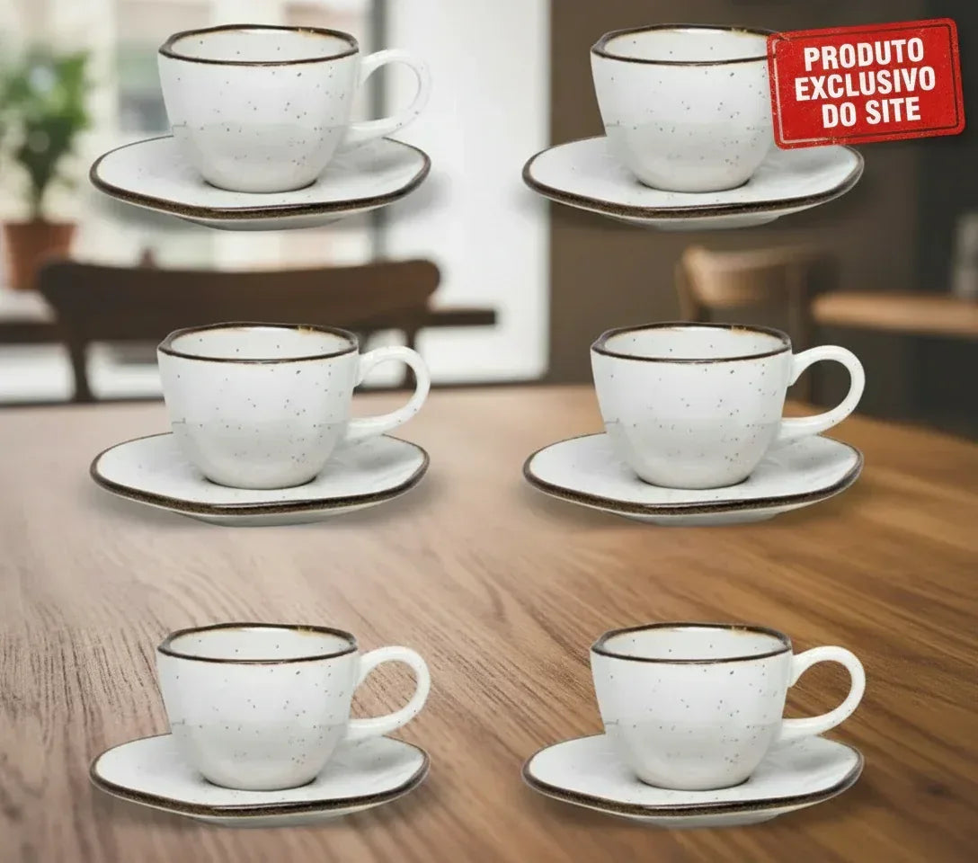 6 Xícaras De Chá Ryo Maresia Com Pires Oxford - Loja Do Thor