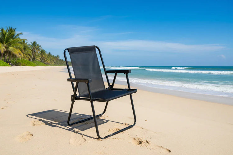 Cadeira De Praia Alta Aço Preta Mor 2059 Preto - Loja Do Thor
