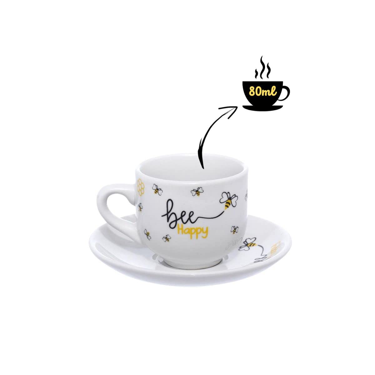 Xicara de cafe honey abelhas 90ml 6pcs hauskraft