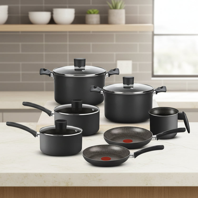 Jogo De Panelas Rochedo Facilita Cinza 7 Peças Preto