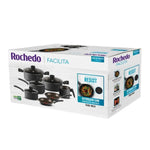 Jogo De Panelas Rochedo Facilita Cinza 7 Peças Preto