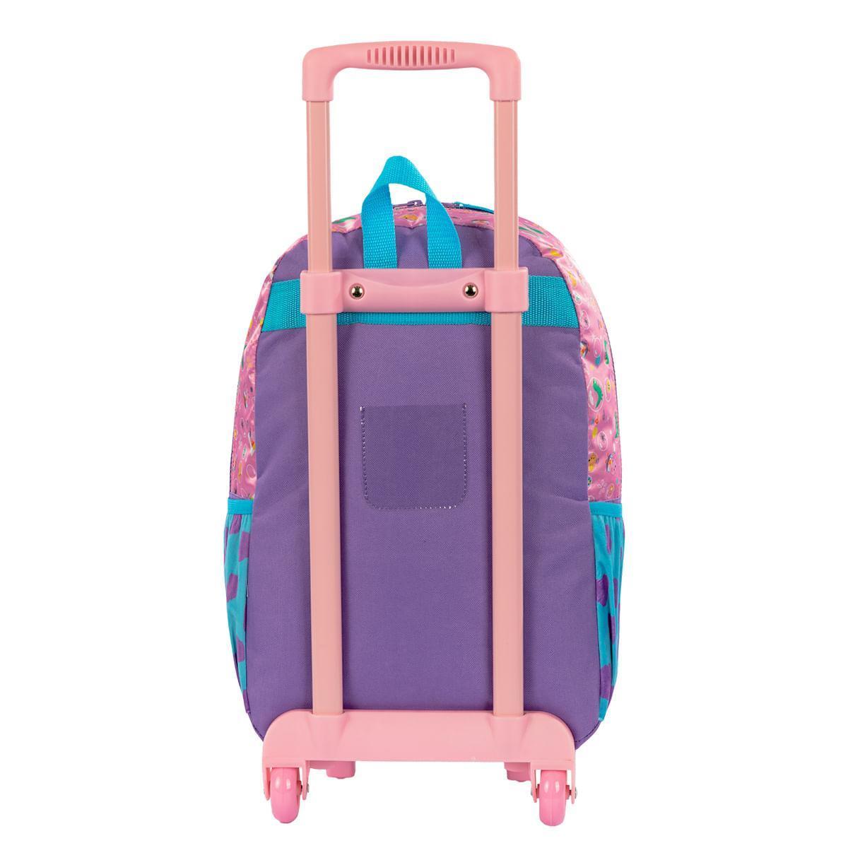 Mochila Grande Peppa Dots Colorido Poliéster 2 Rodas