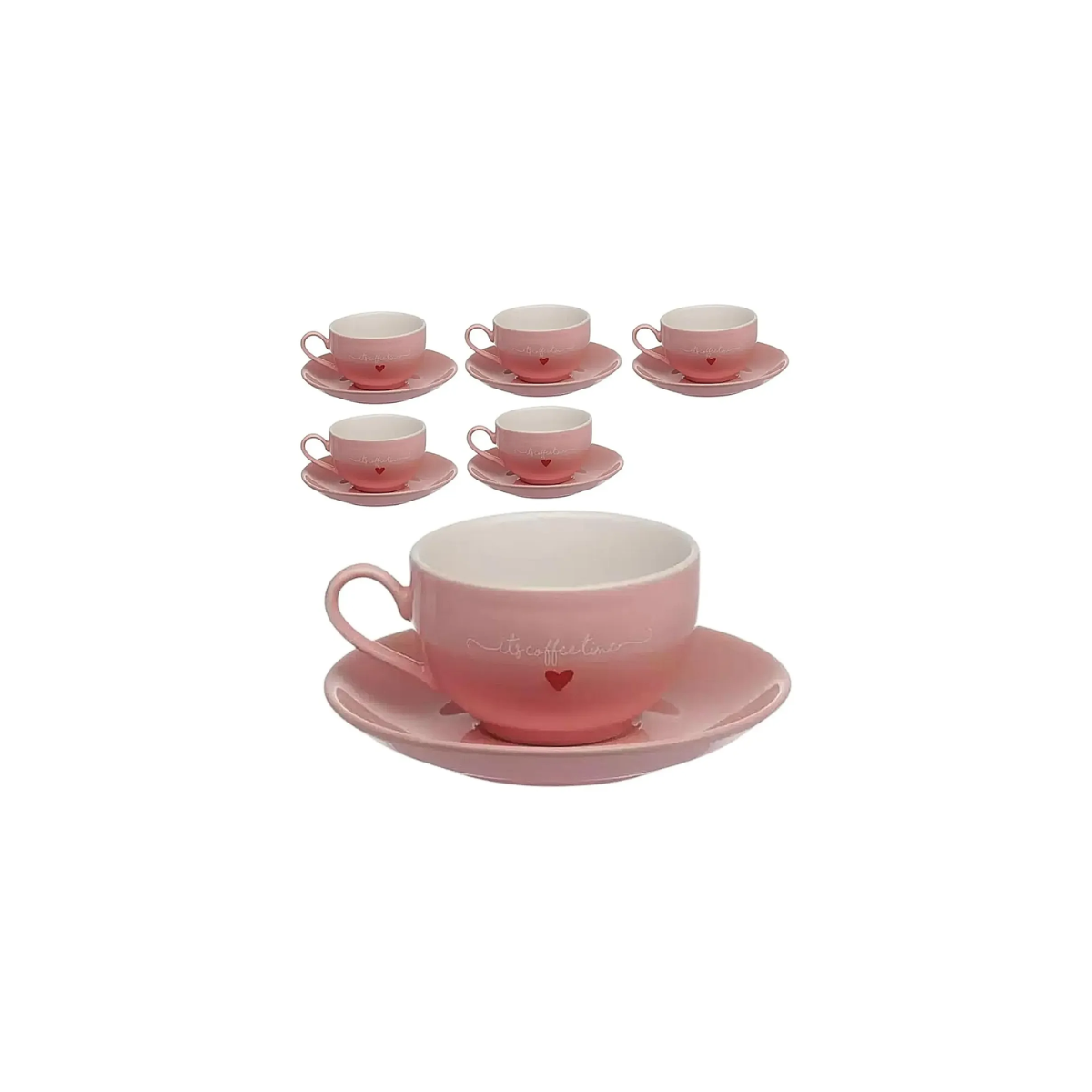 Jogo 6 Xicaras De Cha Cafe Rosa Coracao Hauskraft 160Ml