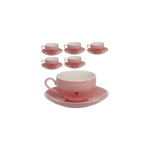 Jogo 6 Xicaras De Cha Cafe Rosa Coracao Hauskraft 160Ml