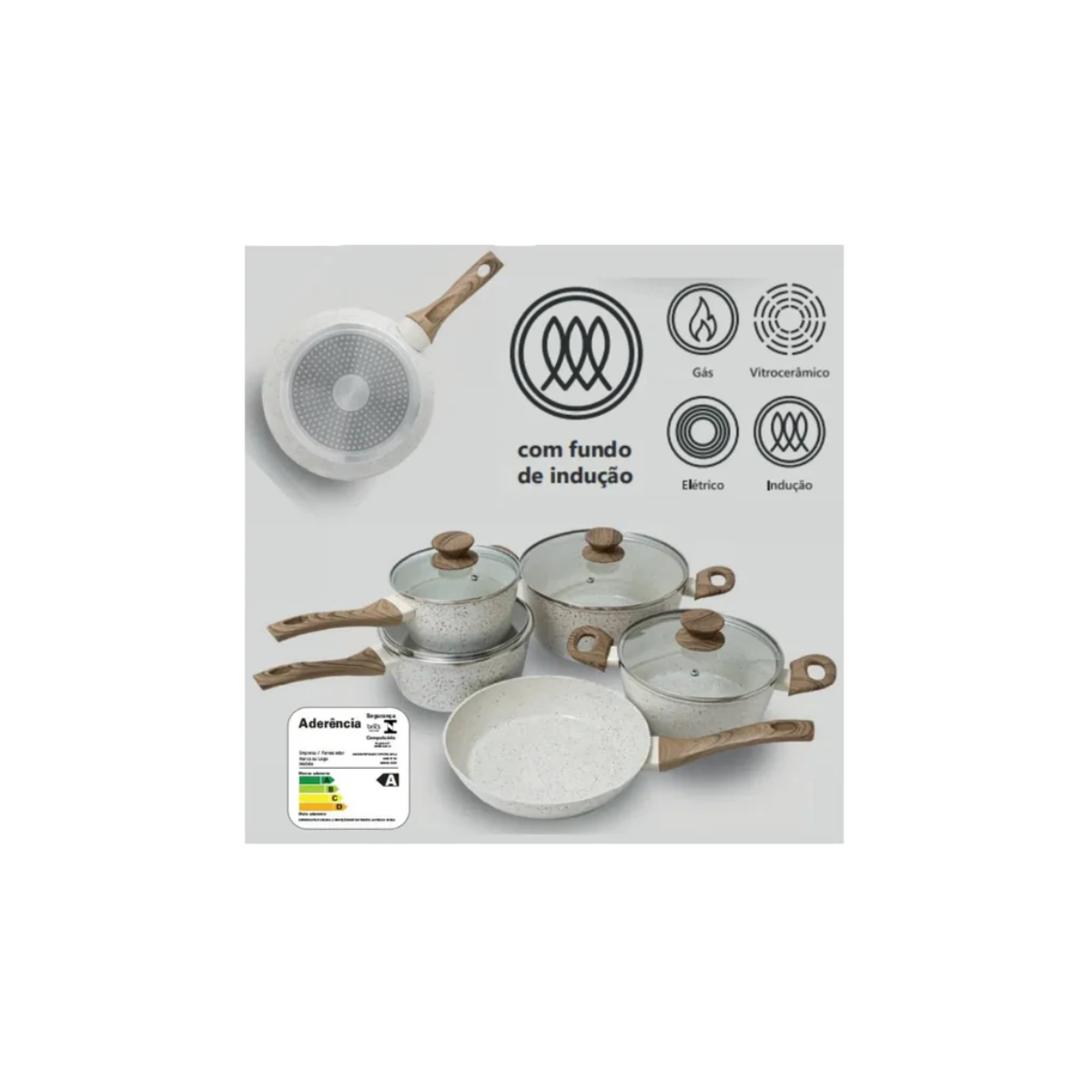 Conjunto De Panelas Fundo Triplo Inducao Ceramica 5 Pcs Mimo